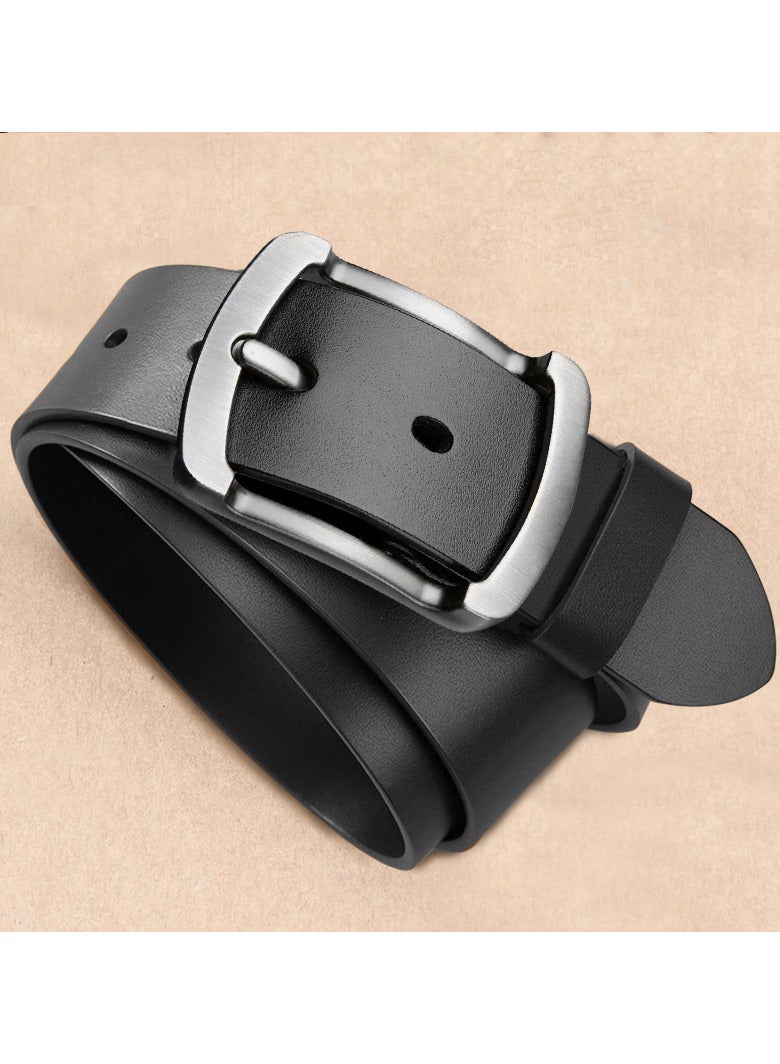 حِرَاس حزام رجالي من الجلد الطبيعي أسود - 125 سم للاستخدام الرسمي والكاجوال مع إبزيم قابل للتعديل، حزام جلد للجينز والبدلة الرجالية، يشمل أداة ثقب مجانية وعلبة هدايا - Image 3