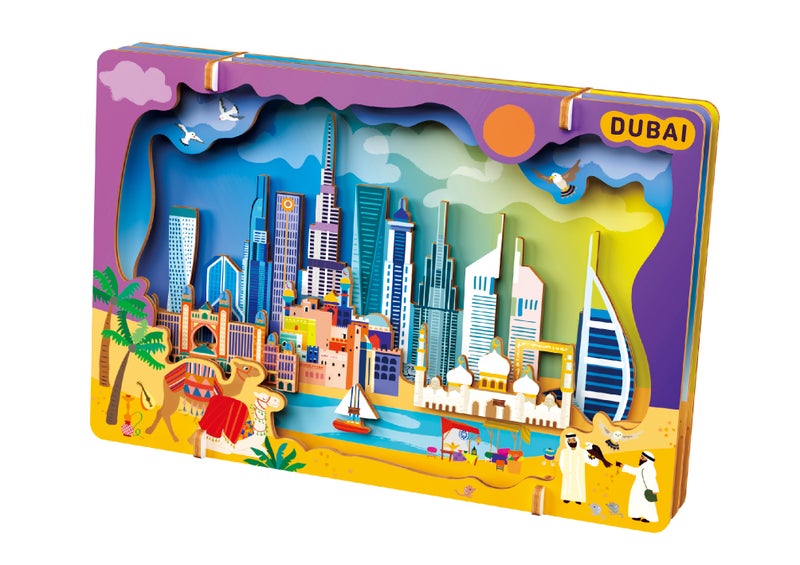 Avenir - Let’s Travel Together 3D Cityscape Puzzle – Dubai Wooden DIY Model Kit | Build Famous Landmarks with Illustrated Guide | Educational Travel Gift for Kids & Adults - Image 2