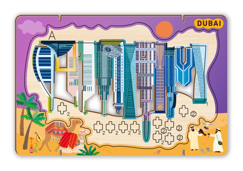 Avenir - Let’s Travel Together 3D Cityscape Puzzle – Dubai Wooden DIY Model Kit | Build Famous Landmarks with Illustrated Guide | Educational Travel Gift for Kids & Adults - Image 3