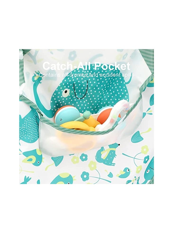KASTWAVE - Baby Long Sleeve Bibs, Waterproof Bibs with Pocket, Baby Sleeved Bib, Toddler Smocks, Unisex Feeding Weaning Bib for Infant Toddler 6 Months to 3 Years Old 4 Pcs - Image 1