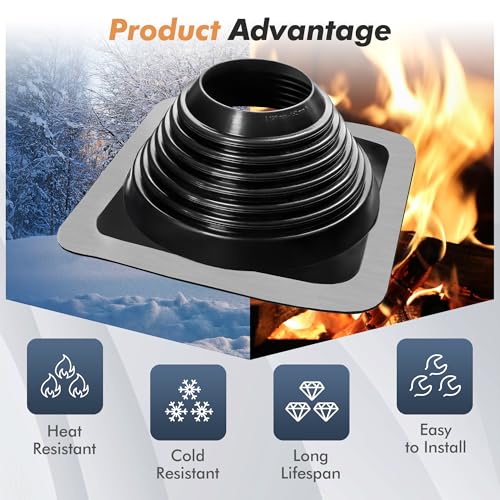 ACNOYEL #6 Epdm Metal Roof Vent Boot, Flexible Roofing Boots Fits Pipe Od 4 3/4'' to 10'', Metal Roof Jacks Flashing for Houses Includ Roofing Screws & Hex, Black/ 1 Pcs - Image 4