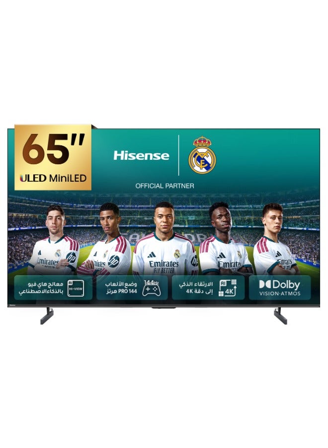 Hisense 65 Inch ULED MiniLED Smart TV 4K, Hi-View AI Engine, 144Hz Game Mode PRO, Built-in Subwoofer, QLED, Dolby Vision.Atmos, 65U7Q black - Image 1