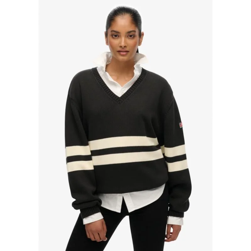 Superdry Oversized Striped V-Neck Jumper