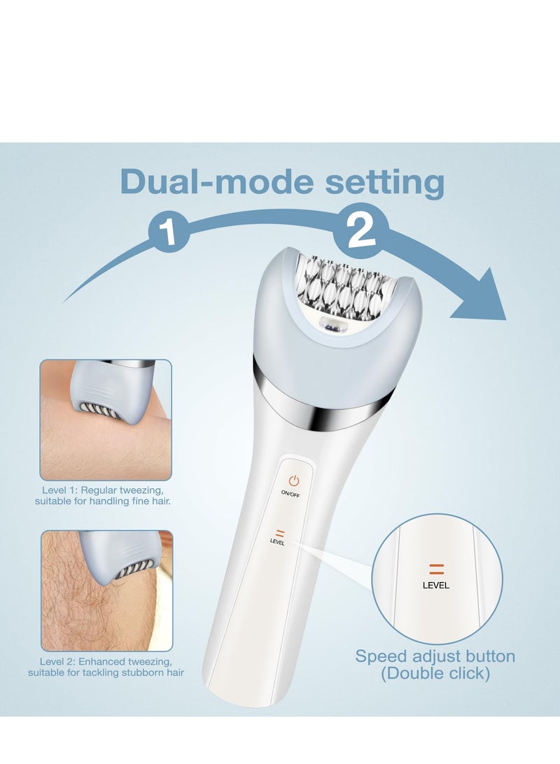 كاست ويف ماكينة إزالة الشعر اللاسلكية للنساء، ماكينة إزالة الشعر القابلة لإعادة الشحن 5 في 1 للنساء مع وضع السرعة المزدوجة، ضوء LED، رأس حلاقة، مزيل الجلد الميت، رأس تدليك، رأس تنظيف الوجه، ماكينة إزالة الشعر للساقين والذراعين للنساء - Image 4