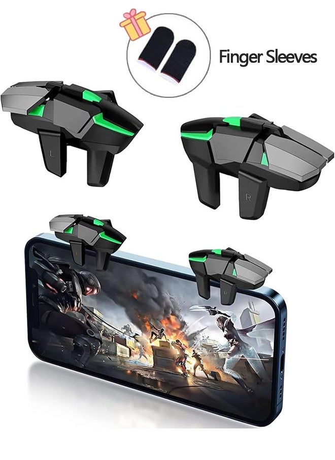 Sthxyfaith - Mobile Game Controller Trigger, PUBG Accessories 6 Finger Trigger, High Sensitivity and 4 Metal Button, Non-slip and Human Body Design with 2 Finger Sleeves - Image 1