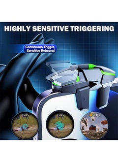 Sthxyfaith Mobile Game Controller Trigger, PUBG Accessories 6 Finger Trigger, High Sensitivity and 4 Metal Button, Non-slip and Human Body Design with 2 Finger Sleeves  - Image 4