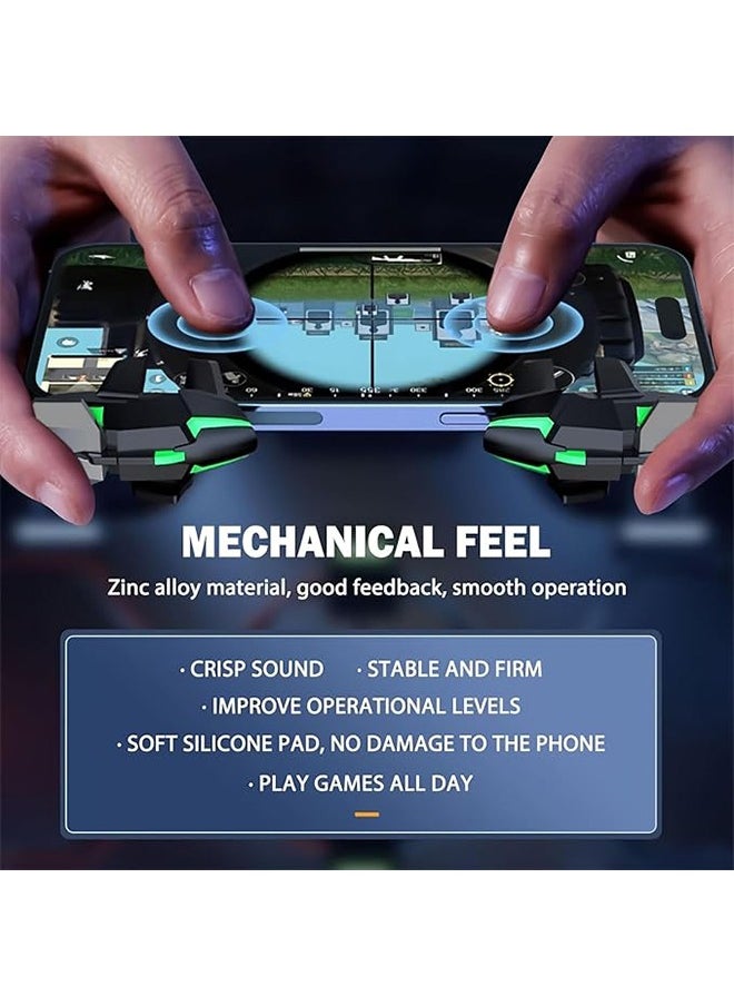 Sthxyfaith - Mobile Game Controller Trigger, PUBG Accessories 6 Finger Trigger, High Sensitivity and 4 Metal Button, Non-slip and Human Body Design with 2 Finger Sleeves - Image 1