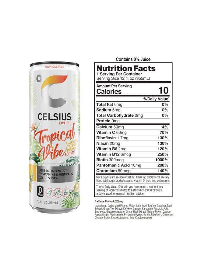 CELSIUS مشروب الطاقة الأساسي الفعال بنكهة استوائية فاخرة 12 أونصة سائلة (عبوة من 12) - Image 3