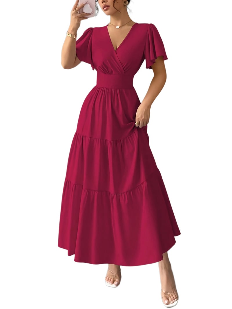 New High-Quality Elegant Slim-Fit Short Sleeve Dress for Spring\u002FSummer - Image 1