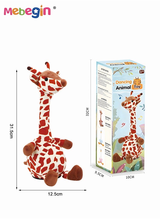MEBEGIN - Dancing and Sing Animal Toy, Talking Giraffe with Sing and Recording Buttons, Repeating What You Say Mimicking Recording Plush Baby Toy with Lights, Interactive Mimicking Toy for Kids, USB Mode, 12.5*31.5cm - Image 1