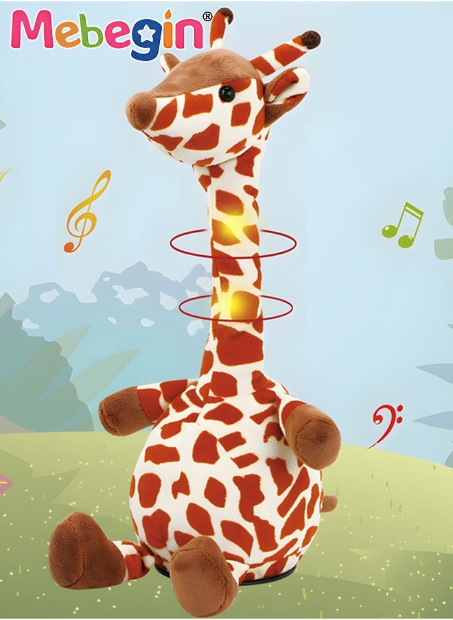 MEBEGIN - Dancing and Sing Animal Toy, Talking Giraffe with Sing and Recording Buttons, Repeating What You Say Mimicking Recording Plush Baby Toy with Lights, Interactive Mimicking Toy for Kids, USB Mode, 12.5*31.5cm - Image 1