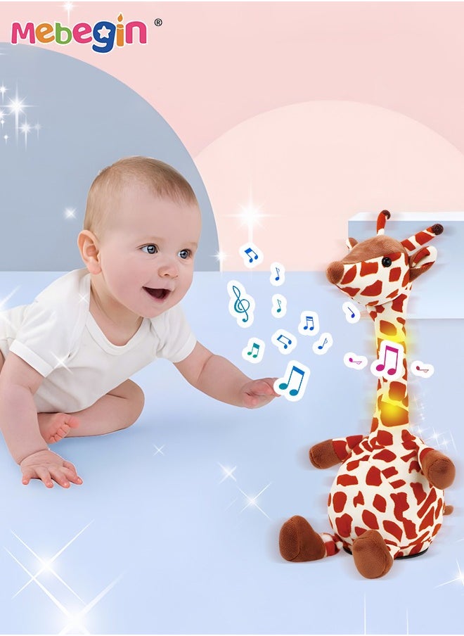 MEBEGIN - Dancing and Sing Animal Toy, Talking Giraffe with Sing and Recording Buttons, Repeating What You Say Mimicking Recording Plush Baby Toy with Lights, Interactive Mimicking Toy for Kids, USB Mode, 12.5*31.5cm - Image 1