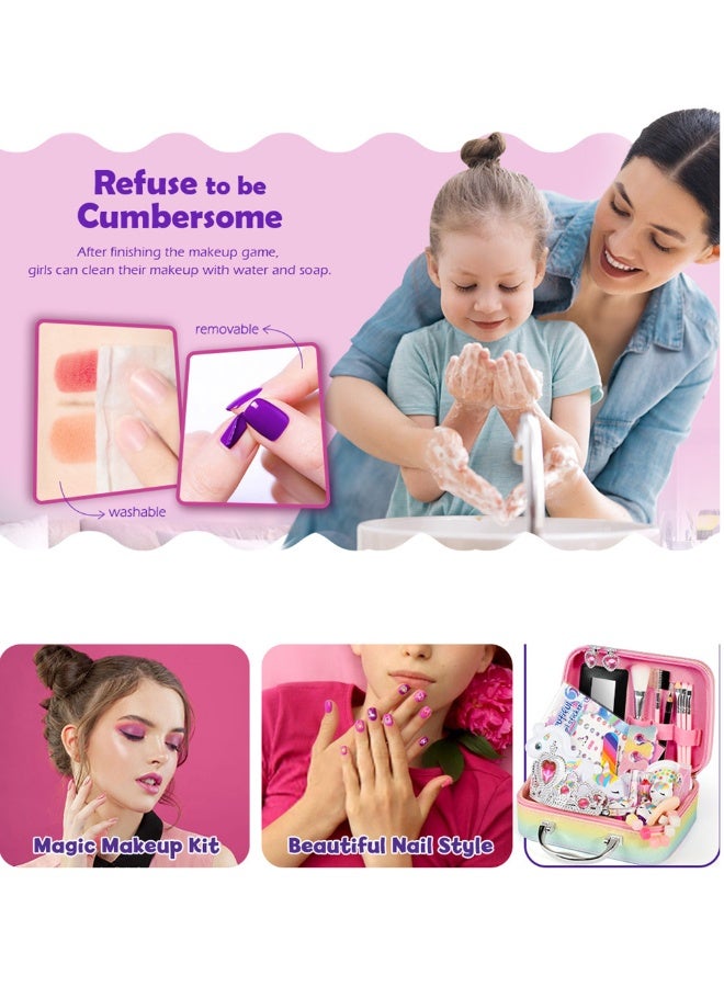 NIBEMINENT Kids Makeup Kit for Girls, Unicorn Makeup Set, Real Washable Make up Kit for Little Girl Princess Toddler Makeup for Kid Birthday Gifts Unicorn Toys for Girls - Image 2