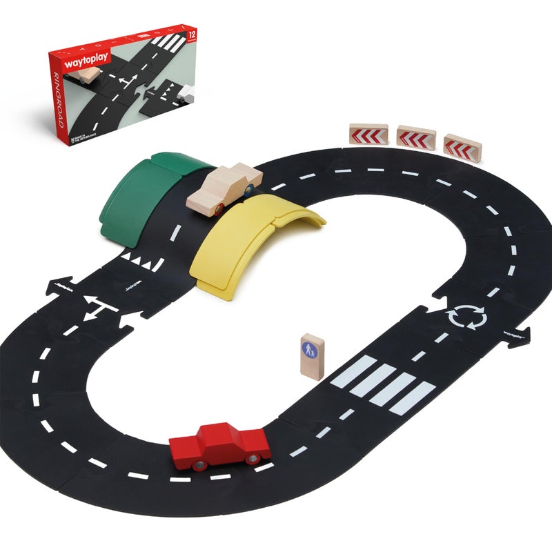 Waytoplay Ringroad 12 Piece Circuit for Toy Cars Flexible Indestructible and Waterproof Modular Car Tracks Made in The Netherlands - Image 2