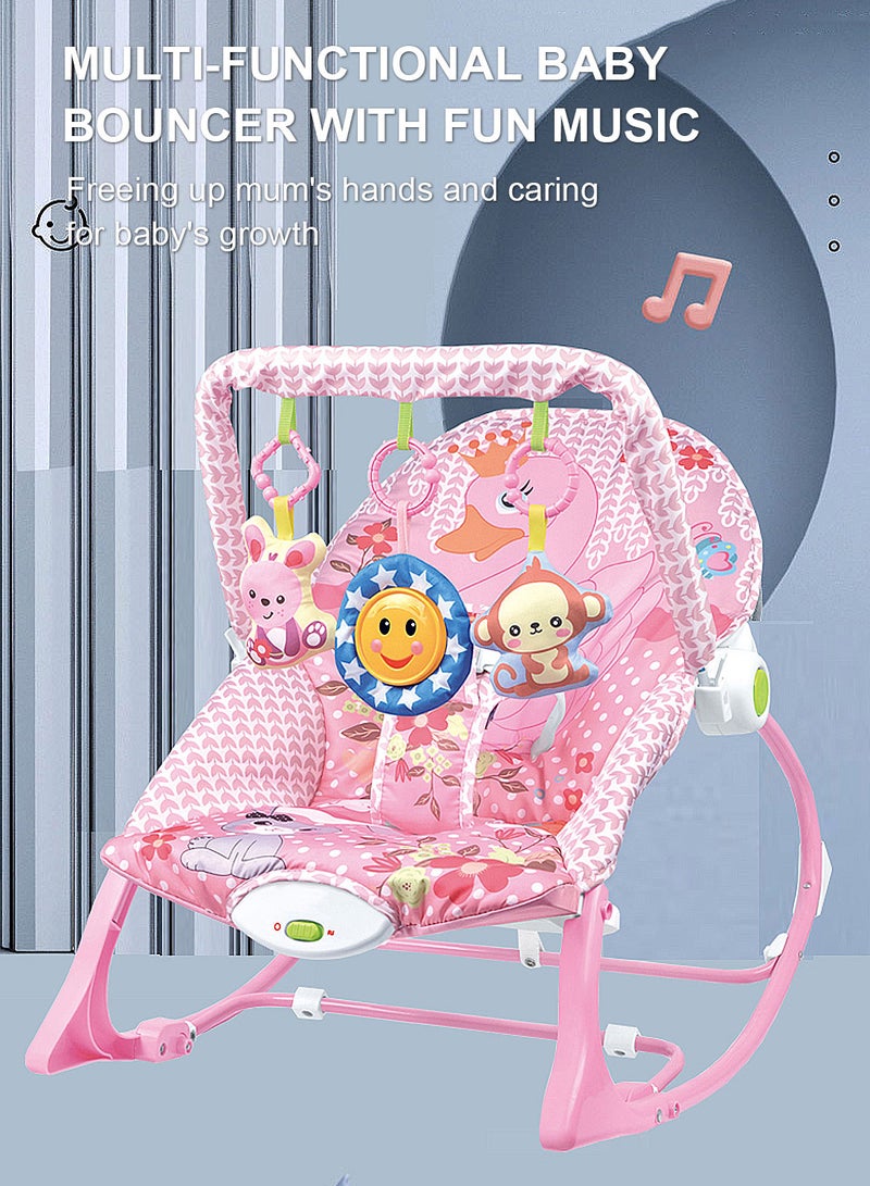 ما بيبي كرسي هزاز للأطفال متعدد الوظائف، كرسي هزاز للأطفال حديثي الولادة مزود بموسيقى ولعبة، يمكن الجلوس والاستلقاء، كرسي هزاز للأطفال - Image 5