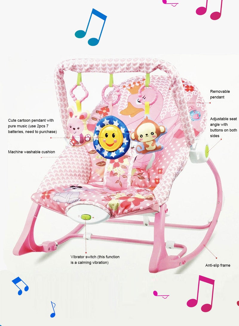 ما بيبي كرسي هزاز للأطفال متعدد الوظائف، كرسي هزاز للأطفال حديثي الولادة مزود بموسيقى ولعبة، يمكن الجلوس والاستلقاء، كرسي هزاز للأطفال - Image 4