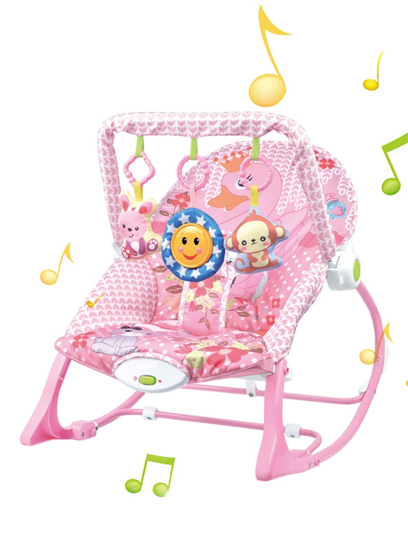 ما بيبي كرسي هزاز للأطفال متعدد الوظائف، كرسي هزاز للأطفال حديثي الولادة مزود بموسيقى ولعبة، يمكن الجلوس والاستلقاء، كرسي هزاز للأطفال - Image 1
