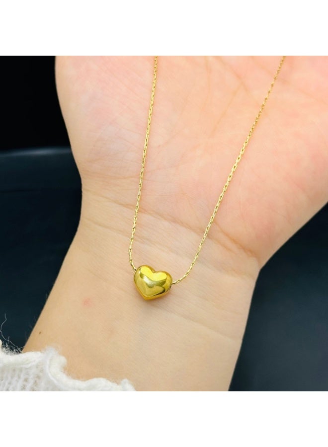 لاتين قلادة من الفولاذ التيتانيوم مطلية بالذهب عيار 14 قيراطًا للنساء، قلادة على شكل قلب مقاس 8 مم، مجوهرات أنيقة للارتداء اليومي أو الهدايا - Image 2