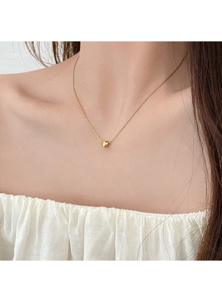 لاتين قلادة من الفولاذ التيتانيوم مطلية بالذهب عيار 14 قيراطًا للنساء، قلادة على شكل قلب مقاس 8 مم، مجوهرات أنيقة للارتداء اليومي أو الهدايا - Image 3