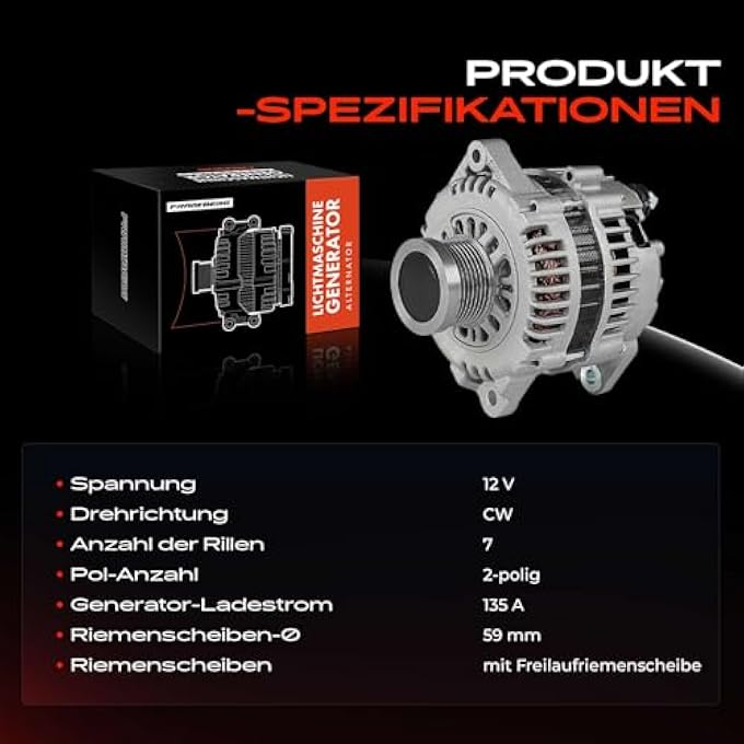 Frankberg Alternator Generator 135A Compatible with Master II Bus JD 3.0L Diesel 2003-2010 Mascott Box 3.0L Diesel 2004-2010 Terrano II R20 3.0L 2002-2007 Replace# 23100-DB000 - Image 4