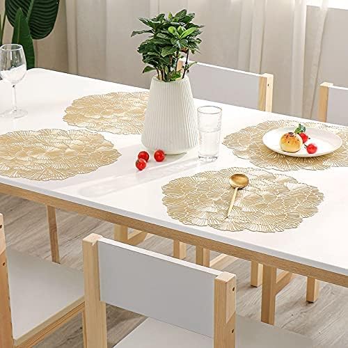 Dakshya Industries Dakshya Industries PVC Pack of 4 Firkari Shape Design Placemats Cutwork Design for Kitchen Restaurant Dressing Table Mats and Dining Table Mats Gold - Image 3