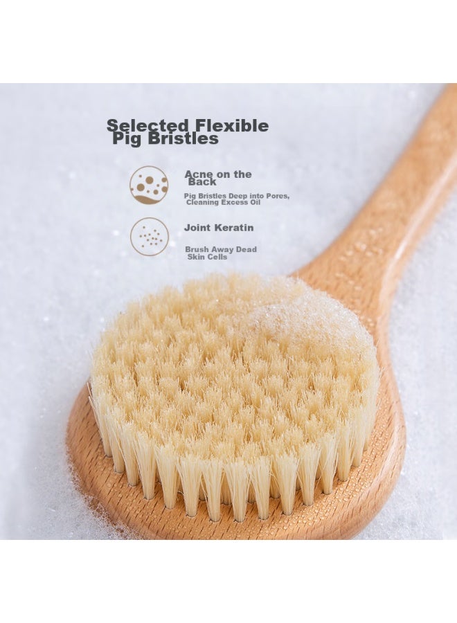 Bao Shi Baoshi Bath Brush, Long-handled Back Scrubber, Shower Tool, Massage Back Scrubber, Bathing Brush With Bristles - Image 1