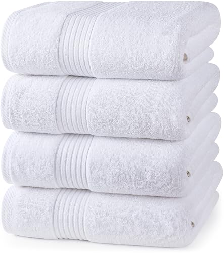 Utopia Towels 4 Pack Bath Towels Set 27 by 54 Inches 100 Ring Spun Cotton Quick Dry Highly Absorbent Soft Feel Towels Perfect for Daily Use White