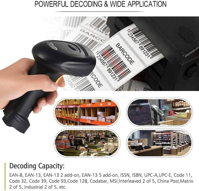 Barcode Scanner 2.4G Wireless Barcode Scanner & USB Wired Barcode Scanner, 1D Handheld Bar Code Reader for Supermarket, Convenience Store, Warehouse - Image 5