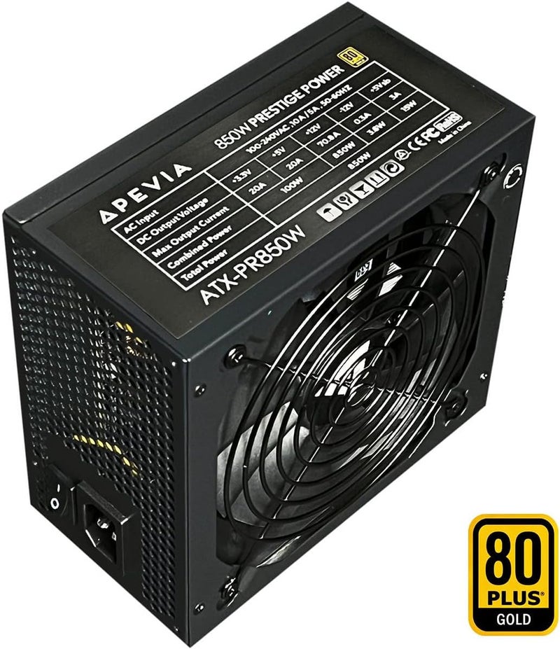 APEVIA ATX-PR850W PCIe 5.0 & ATX 3.0 Ready Prestige 850W 80+ Gold Certified, Gen 5 12VHPWR Connector, Active PFC ATX Gaming Power Supply - Image 4