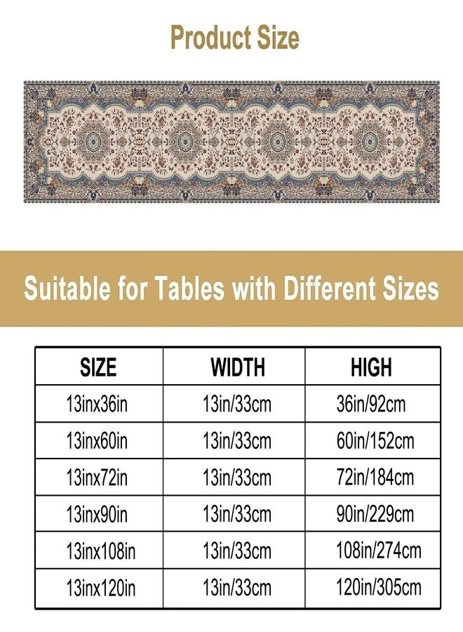 Fblifil Boho Vintage French Table Runner,Retro Flower Rustic Country Style Floral Print Pattern for Home Kitchen Table Decor Dining Coffee Room Garden Party Decor 13x60in - Image 4