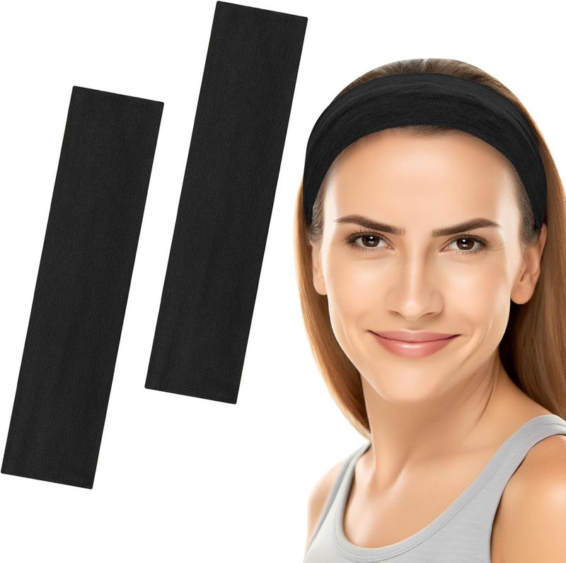 Demark 2-Pack Soft Fabric Stretchy Headbands for Women and Men - Black - Image 1