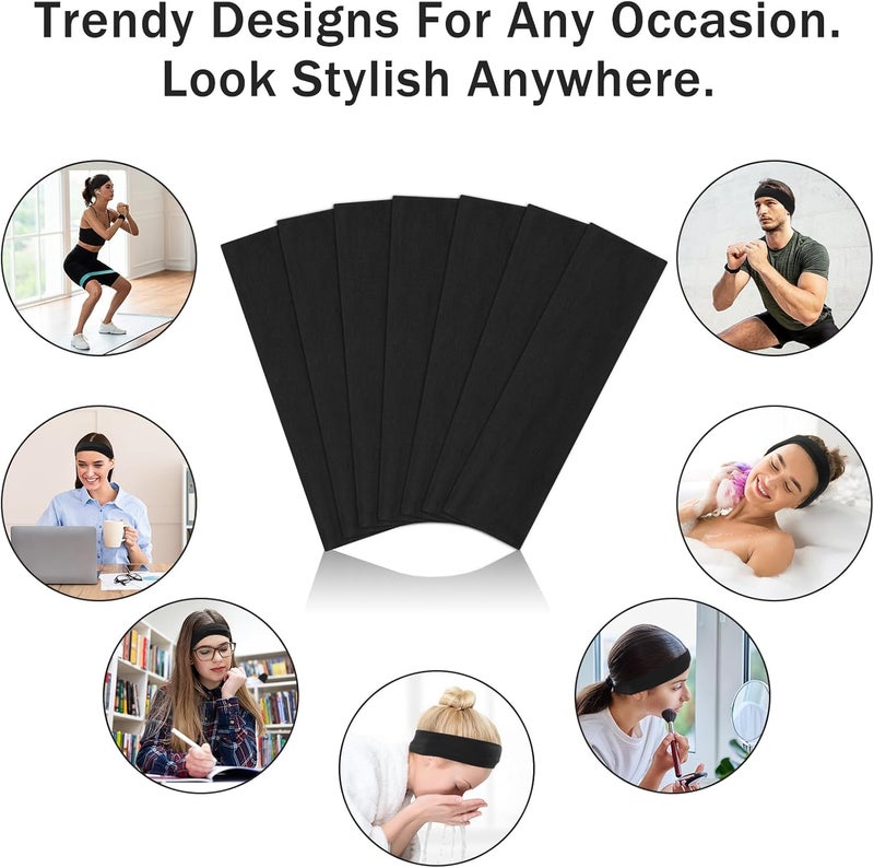 Demark 2-Pack Soft Fabric Stretchy Headbands for Women and Men - Black - Image 5