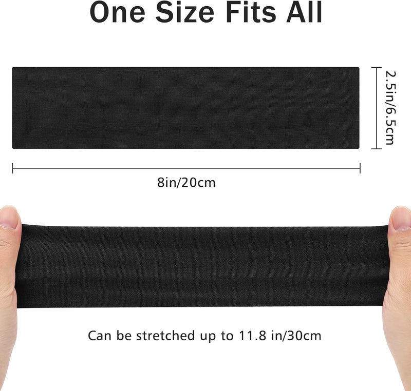 Demark 2-Pack Soft Fabric Stretchy Headbands for Women and Men - Black - Image 4