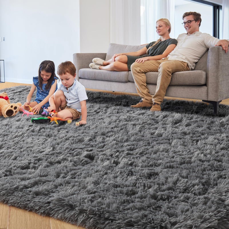 PAGISOFE Grey Fluffy Rugs for Bedroom 4x6 Area Rug Shag Rug for Kids Room Furry Carpet Modern Living Room Rug Soft Shaggy Boys Rug Fuzzy Throw Rugs for Home Decor Aesthetic  Dorm Nursery Gray - Image 2