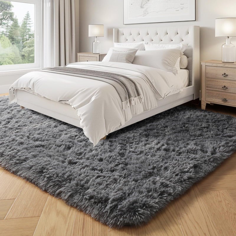 PAGISOFE Grey Fluffy Rugs for Bedroom 4x6 Area Rug Shag Rug for Kids Room Furry Carpet Modern Living Room Rug Soft Shaggy Boys Rug Fuzzy Throw Rugs for Home Decor Aesthetic  Dorm Nursery Gray - Image 4