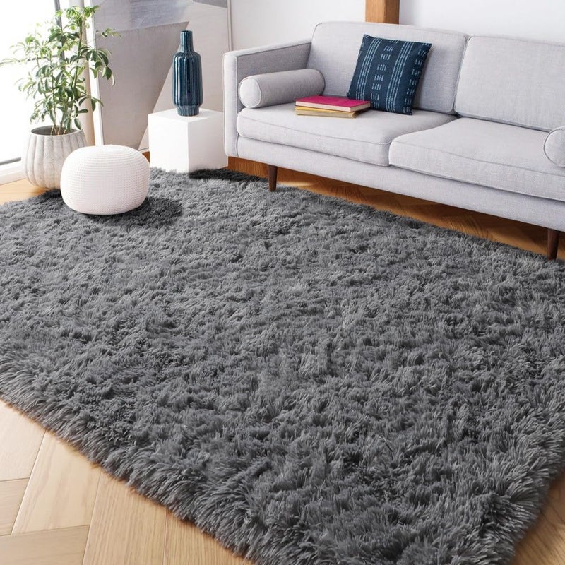PAGISOFE Grey Fluffy Rugs for Bedroom 4x6 Area Rug Shag Rug for Kids Room Furry Carpet Modern Living Room Rug Soft Shaggy Boys Rug Fuzzy Throw Rugs for Home Decor Aesthetic  Dorm Nursery Gray - Image 3
