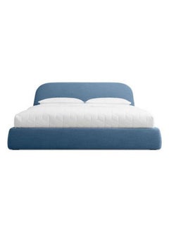 Homzmart Compressed wood, Sponge and Linen Super King Bed  115x180x200 cm - Blue  - Image 1