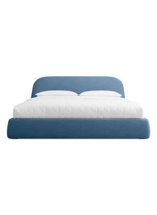 Homzmart Compressed wood, Sponge and Linen Super King Bed  115x180x200 cm - Blue  - Image 1