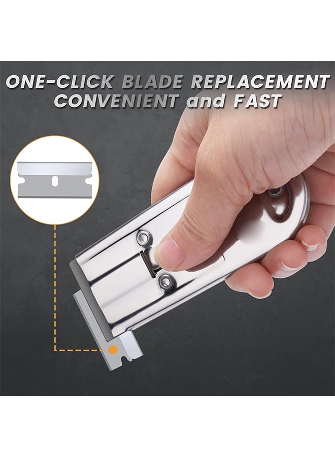 Razor Blade Scraper Tool Set, 1-Piece with 5 Replacement Blades - Window Cleaner, Glass Cooktop Tool, Paint Remover, Car Decal, Sticker, and Glue Remover (Silver) - Image 4