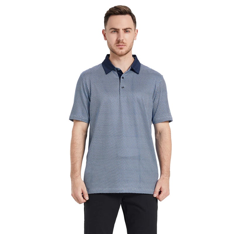 M MAELREG Golf Shirts for Men Dry Fit Short Sleeve Print Performance Moisture Wicking Polo Shirt Bluish Umbrella - Image 2