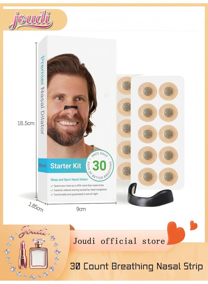 Joudi 30 Count Breathing Nasal Strip, Snore Reducing Aids, Magnetic Nose Strip For Breathing, Reduce Snoring Pain Free Removal, Improve Sleep Quality, Snoring Stopper - Image 1