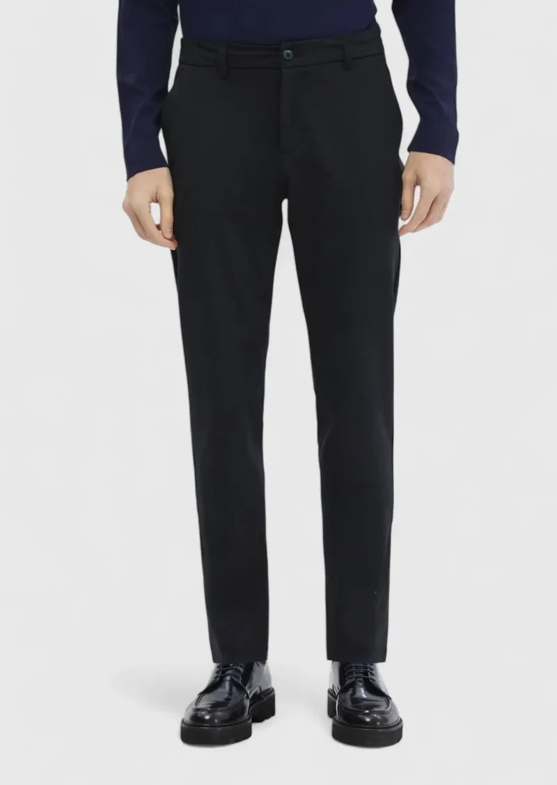 RAMSEY Navy Blue Knitting Jogging Fit Casual Trousers