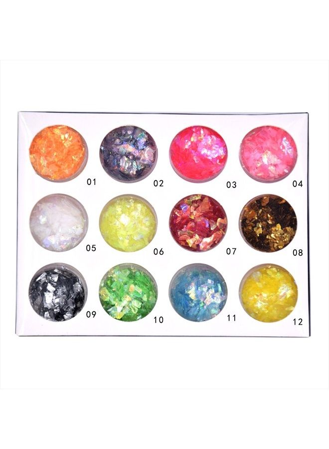 YesLady Nail Art Glitter Mylar Slices Irregular Sequins Glass Pieces Foil flakes Decoration 12 Colors - Image 2