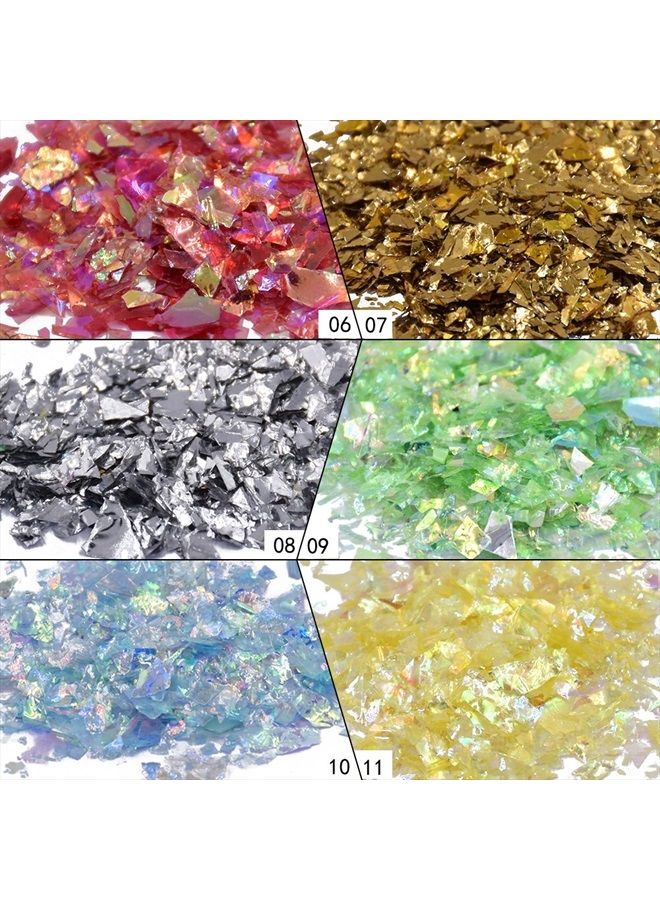 YesLady Nail Art Glitter Mylar Slices Irregular Sequins Glass Pieces Foil flakes Decoration 12 Colors - Image 5
