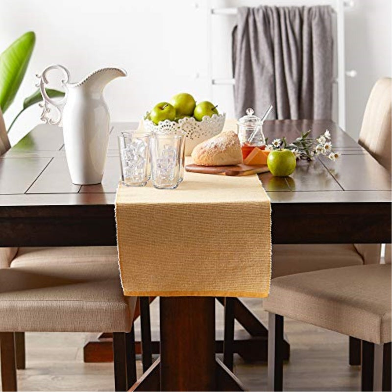 Design Imports DII Honey Gold Eco-Friendly Chambray Fine Ribbed Table Runner 13x72 inches - Image 3