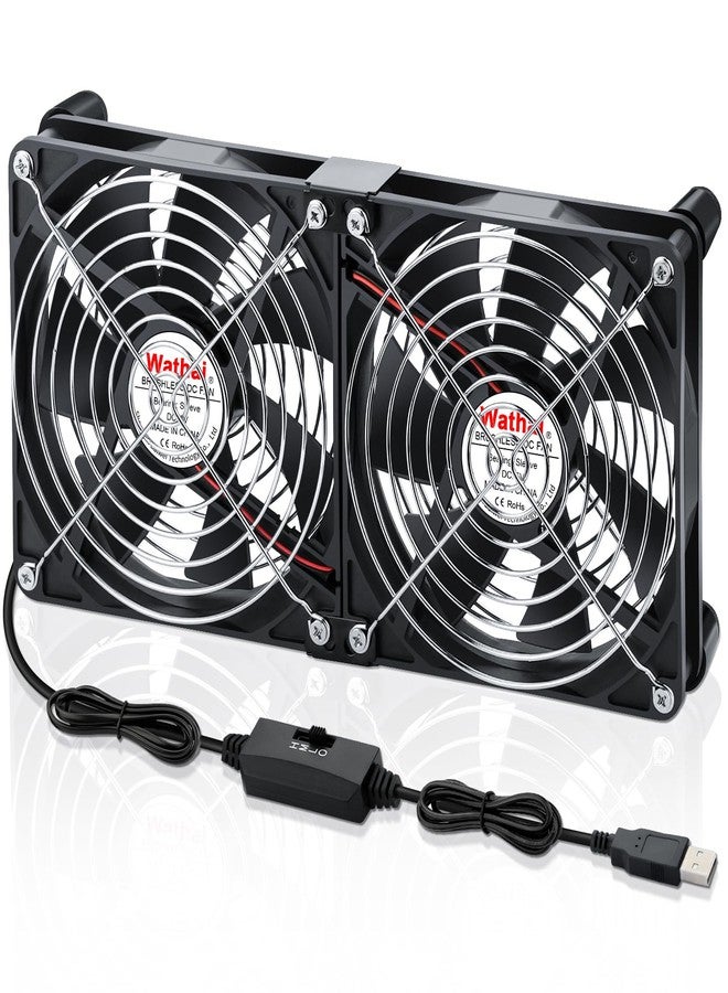 Wathai 2X 140mm USB Powered Cooling Fan 2 in 1 with Speed Control for PC Computer Cabinet PS5 Xbox AV Receiver Cooler - Image 1