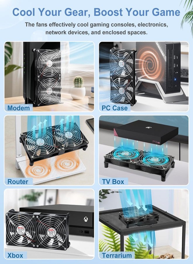 Wathai 2X 140mm USB Powered Cooling Fan 2 in 1 with Speed Control for PC Computer Cabinet PS5 Xbox AV Receiver Cooler - Image 3