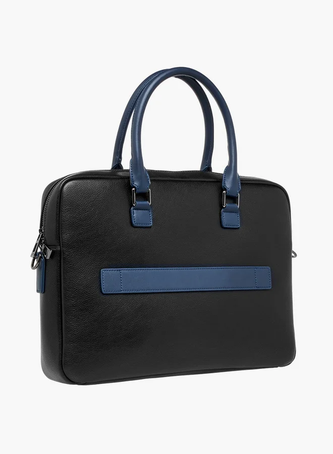 DUCHINI Panelled Laptop Bag with Detachable Strap and Zip Closure