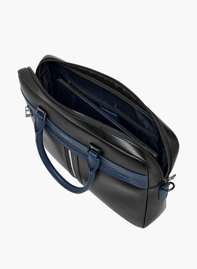 DUCHINI Panelled Laptop Bag with Detachable Strap and Zip Closure