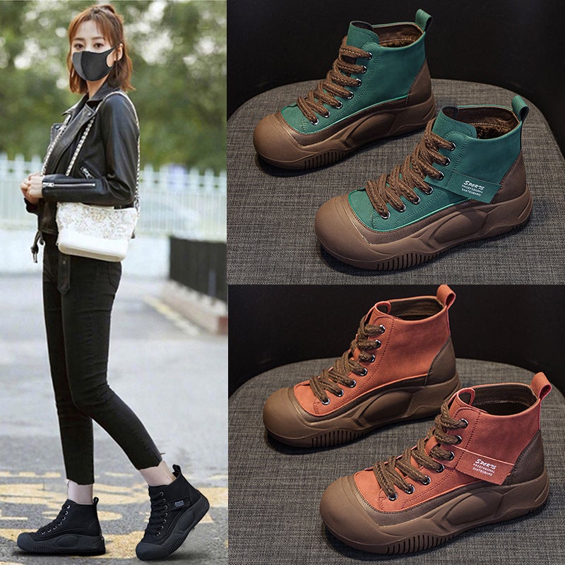 Martin Boots for Women, 2026 Autumn New Style, Trendy Thick-Soled Height-Increasing Short Boots, High-Top Casual Shoes, Retro British Style - Image 3